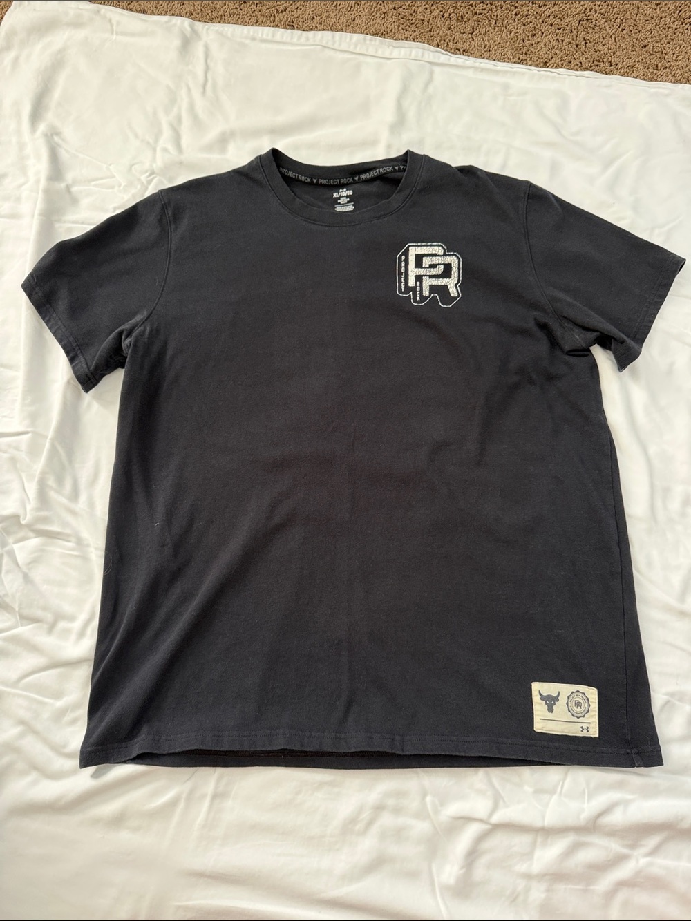 Under Armour Project Rock Black Short-Sleeve Logo Tee with Chest Patch
